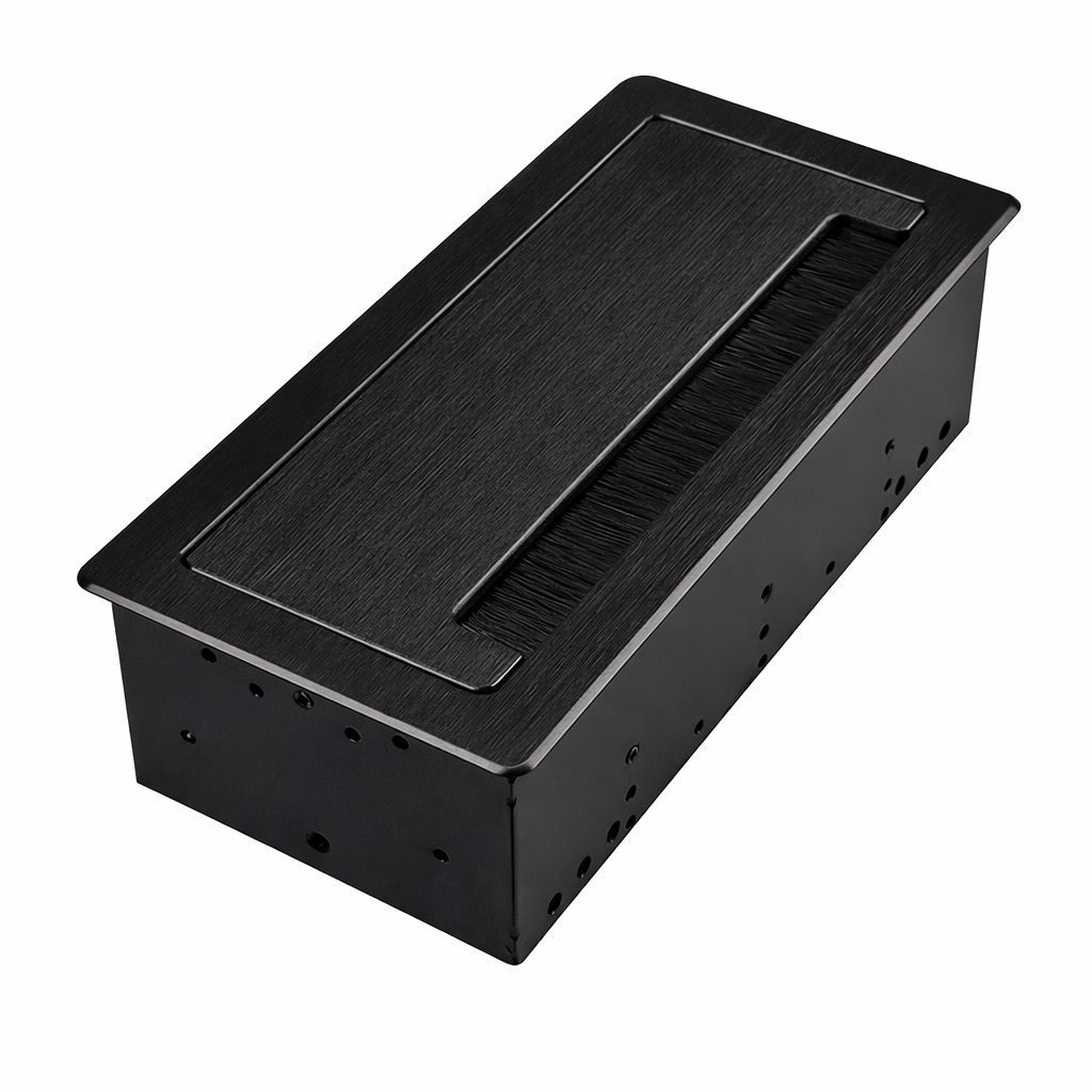 Wpuszczany blok gniazd do blatu | z pokrywą | USB + 2 gniazda | IP20 | obudowa aluminiowa | 266x130x77 mm | czarny 1 Wpuszczany blok gniazd do blatu | z pokrywą | USB + 2 gniazda | IP20 | obudowa aluminiowa | 266x130x77 mm | czarny 1