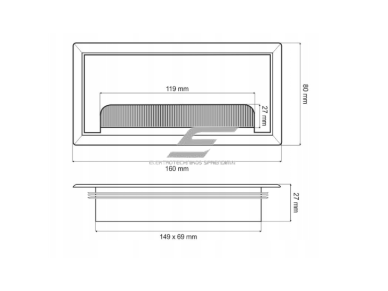 Dangtelis kištukinių lizdų blokui | montuojamas į baldus | užsidarantis | 160x80x27mm | metalinis | juodas | PRZEP-160X80-CZ-01 | 5908293405357 2