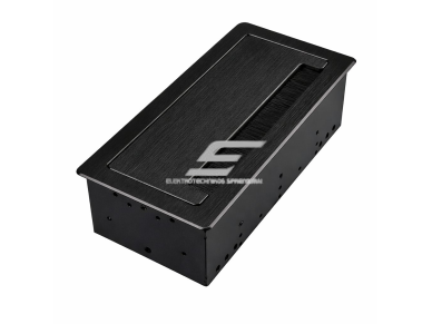 Įleidžiamas stalviršio elektros lizdų blokas | su dangteliu | USB + 2 lizdai | IP20 | aliuminio korpusas | 266x130x77mm | juodas 1