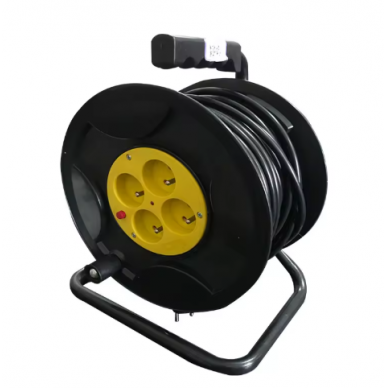 Extension reel | extension cord with socket outlets | 4 sockets | 16A | 250V | thermal relay | copper cable | 5 m cable | IP20