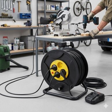 Extension reel | extension cord with socket outlets | 4 sockets | 16A | 250V | thermal relay | copper cable | 5 m cable | IP20 3 Extension reel | extension cord with socket outlets | 4 sockets | 16A | 250V | thermal relay | copper cable | 5 m cable | IP20 3