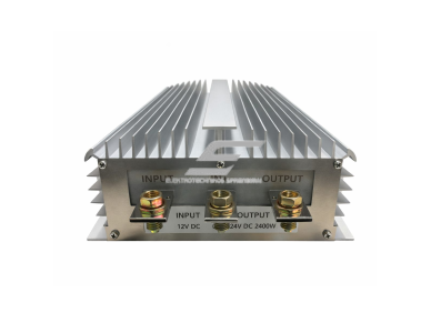 Impulsinis DC-DC įtampos keitiklis | 12 V – 24 V | 200 A | 4800 W | 300 x 195 x 90 mm Impulsinis DC-DC įtampos keitiklis | 12 V – 24 V | 200 A | 4800 W | 300 x 195 x 90 mm