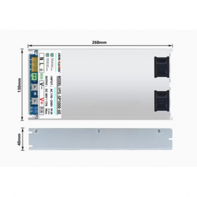 Impulss-toiteplokk | 36 V DC | 1000 W | 28 A | AC → DC | metallkorpus | IPS-PFC1000-36 2