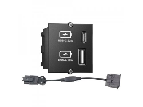 USB lizdų blokas | montuojamas į baldus | 2xUSB-A+C | 0,2m kabelis | GST18i3 | juodas | Bachmann BA.917.227