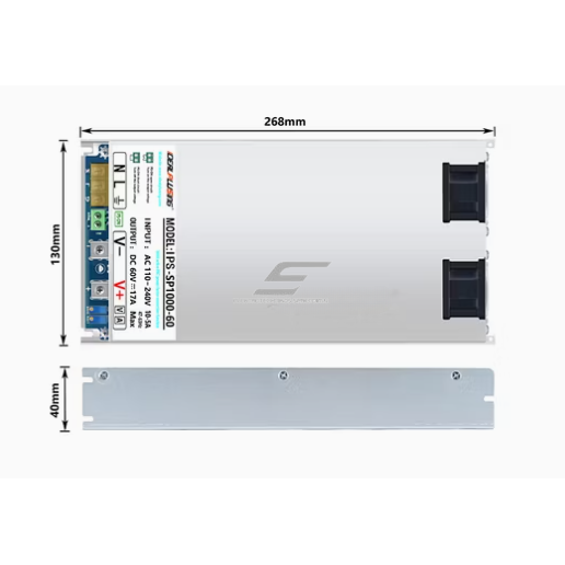 Impulss-toiteplokk | 110 V DC | 1000 W | 9 A | AC → DC | metallkorpus | IPS-PFC1000-110 2