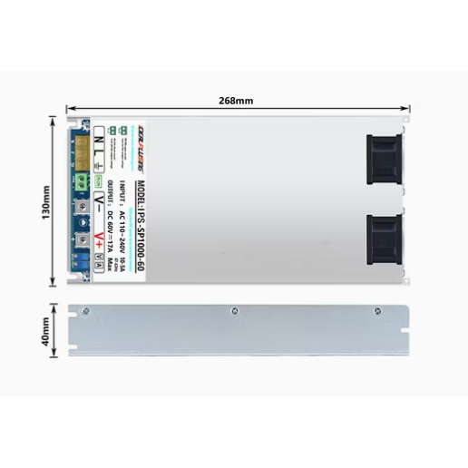 Impulss-toiteplokk | 36 V DC | 1000 W | 28 A | AC → DC | metallkorpus | IPS-PFC1000-36 2