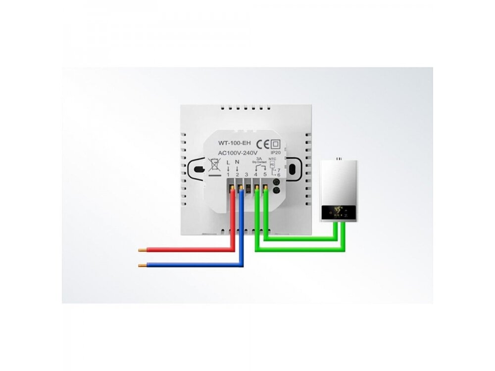 Išmanus | skaitmeninis termostatas | temperatūros reguliatorius | 3A | 95-230VAC | +5...+60°C | Wi-Fi | Tuya | Smart Life | Avatto | WT100-WH-3A 2