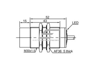 Induktyvinis artumo jutiklis | 22mm | M30 | 10-30VDC | NO | paviršinis | 2m kabelis | IP67 1 Induktyvinis artumo jutiklis | 22mm | M30 | 10-30VDC | NO | paviršinis | 2m kabelis | IP67 1