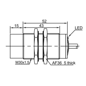 Inductive proximity sensor | 22mm | M30 | 10-30VDC | NO | non-flush mount | IP67 1 Inductive proximity sensor | 22mm | M30 | 10-30VDC | NO | non-flush mount | IP67 1