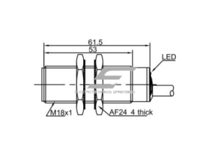 Induktyvinis artumo jutiklis | 5mm | M18 | 20-250VAC | NO | įmontuojamas | 2m kabelis | IP67 1