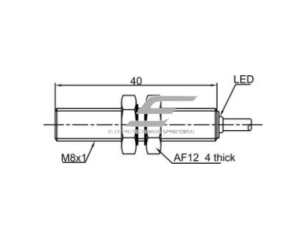 Induktyvinis artumo jutiklis | 2mm | M8 | 10-30VDC | NO | įmontuojamas | 2m kabelis | IP67 1