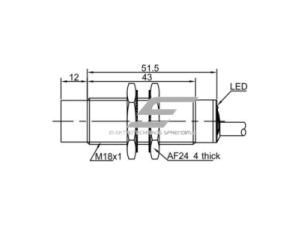 Induktyvinis artumo jutiklis | 12mm | M18 | 10-30VDC | NO | paviršinis | 2m kabelis | IP67 1