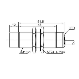 Induktīvais tuvuma sensors | 12mm | M18 | 10-30VDC | NO | NPN | neiegrimstoša montāžā | IP67 1 Induktīvais tuvuma sensors | 12mm | M18 | 10-30VDC | NO | NPN | neiegrimstoša montāžā | IP67 1