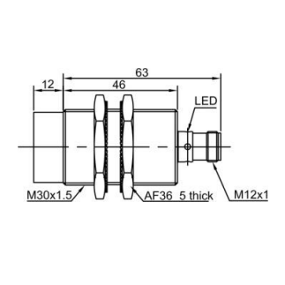 Indukcyjny czujnik zbliżeniowy | 15mm | M30 | 10-30VDC | NO+NC | PNP | montaż wystający | M12 | IP67 1 Indukcyjny czujnik zbliżeniowy | 15mm | M30 | 10-30VDC | NO+NC | PNP | montaż wystający | M12 | IP67 1