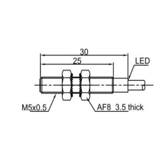Inductive proximity sensor | 0.8mm | M5 | 10-30VDC | NO | PNP | flush mount | IP67 1 Inductive proximity sensor | 0.8mm | M5 | 10-30VDC | NO | PNP | flush mount | IP67 1