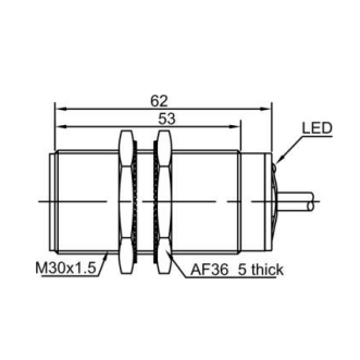 Inductive proximity sensor | 22mm | M30 | 10-30VDC | NO | PNP | flush mount | IP67 1