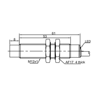 Inductive proximity sensor | 10mm | M12 | 10-30VDC | NO | PNP | non-flush mount | IP67 1 Inductive proximity sensor | 10mm | M12 | 10-30VDC | NO | PNP | non-flush mount | IP67 1
