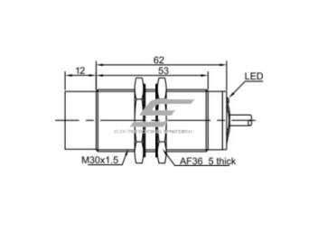 Induktyvinis artumo jutiklis | 15mm | M30 | 20-250VAC/DC | NO | paviršinis | 2m kabelis | IP67 1