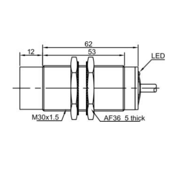 Inductive proximity sensor | 15mm | M30 | 20-250VAC/DC | NO | non-flush mount | IP67 1 Inductive proximity sensor | 15mm | M30 | 20-250VAC/DC | NO | non-flush mount | IP67 1