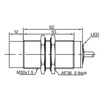 Inductive proximity sensor | 15mm | M30 | 20-250VAC | NO | non-flush mount | IP67 1 Inductive proximity sensor | 15mm | M30 | 20-250VAC | NO | non-flush mount | IP67 1