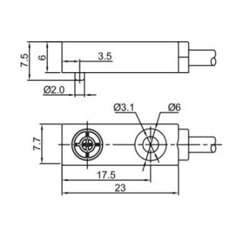 Inductive proximity sensor | 2,5mm | 7,5x7,7x23mm | 10-30VDC | NO | NPN | non-flush mount | IP67 1