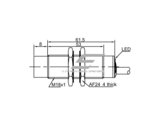 Induktyvinis artumo jutiklis | 8mm | M18 | 20-250VAC | NO | paviršinis | 2m kabelis | IP67 1