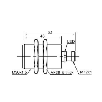 Inductive proximity sensor | 10mm | M30 | 10-30VDC | NO | PNP | flush mount | M12 | IP67 1 Inductive proximity sensor | 10mm | M30 | 10-30VDC | NO | PNP | flush mount | M12 | IP67 1