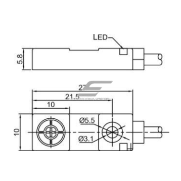 Inductive proximity sensor | 3mm | 5,8x10x27mm | 10-30VDC | NO | PNP | non-flush mount | IP67 1 Inductive proximity sensor | 3mm | 5,8x10x27mm | 10-30VDC | NO | PNP | non-flush mount | IP67 1