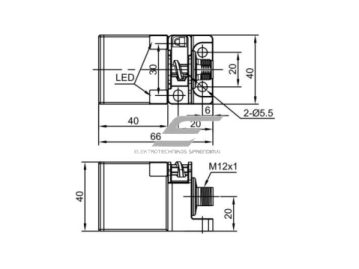 Induktyvinis artumo jutiklis | analoginis | 15mm | 40x40x66mm | 15-30VDC | 0-10V + 0-20mA | paviršinis | M12 | IP67 1