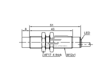 Induktyvinis artumo jutiklis | 8mm | M12 | 10-30VDC | NO+NC | PNP | paviršinis | 2m kabelis | IP67 1