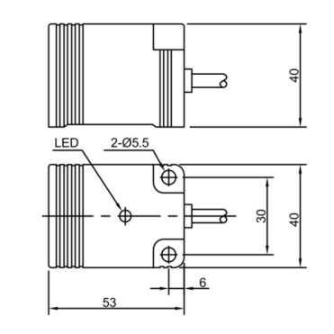 Induktīvais tuvuma sensors | 20mm | 40x40x53mm | 10-30VDC | NO | neiegrimstoša montāžā | IP67 1 Induktīvais tuvuma sensors | 20mm | 40x40x53mm | 10-30VDC | NO | neiegrimstoša montāžā | IP67 1