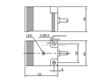 Induktyvinis artumo jutiklis | 15mm | 40x40x53mm | 10-30VDC | NO | NPN | įmontuojamas | 2m kabelis | IP67 1 Induktyvinis artumo jutiklis | 15mm | 40x40x53mm | 10-30VDC | NO | NPN | įmontuojamas | 2m kabelis | IP67 1