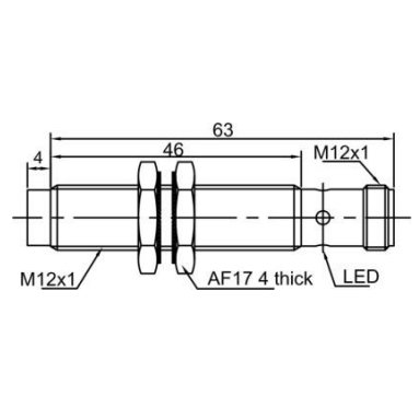 Indukcyjny czujnik zbliżeniowy | 4mm | M12 | 10-30VDC | NO+NC | NPN | montaż wystający | IP67 1 Indukcyjny czujnik zbliżeniowy | 4mm | M12 | 10-30VDC | NO+NC | NPN | montaż wystający | IP67 1