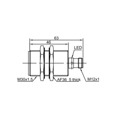 Induktiivne lähedusandur | 10mm | M30 | 10-30VDC | NO | PNP | süvistatav paigaldus | M12 | IP67 Induktiivne lähedusandur | 10mm | M30 | 10-30VDC | NO | PNP | süvistatav paigaldus | M12 | IP67