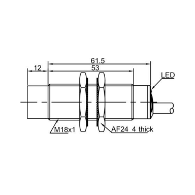 Induktiivne lähedusandur | 20mm | M18 | 10-30VDC | NO | PNP | mitte-süvistatav paigaldus | IP67 Induktiivne lähedusandur | 20mm | M18 | 10-30VDC | NO | PNP | mitte-süvistatav paigaldus | IP67