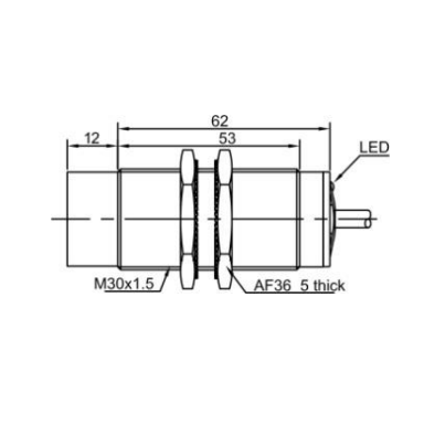 Induktiivne lähedusandur | 15mm | M30 | 20-250VAC/DC | NO | mitte-süvistatav paigaldus | IP67 Induktiivne lähedusandur | 15mm | M30 | 20-250VAC/DC | NO | mitte-süvistatav paigaldus | IP67
