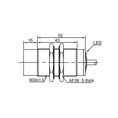 Induktiivne lähedusandur | 22mm | M30 | 10-30VDC | NO | mitte-süvistatav paigaldus | IP67 Induktiivne lähedusandur | 22mm | M30 | 10-30VDC | NO | mitte-süvistatav paigaldus | IP67