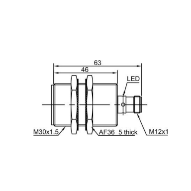 Induktiivne lähedusandur | 15mm | M30 | 10-30VDC | NO | PNP | süvistatav paigaldus | M12 | IP67 Induktiivne lähedusandur | 15mm | M30 | 10-30VDC | NO | PNP | süvistatav paigaldus | M12 | IP67