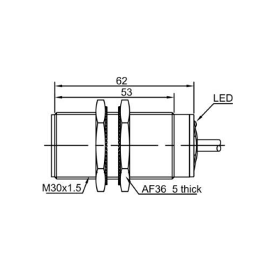 Induktiivne lähedusandur | 22mm | M30 | 10-30VDC | NO | NPN | süvistatav paigaldus | IP67 Induktiivne lähedusandur | 22mm | M30 | 10-30VDC | NO | NPN | süvistatav paigaldus | IP67