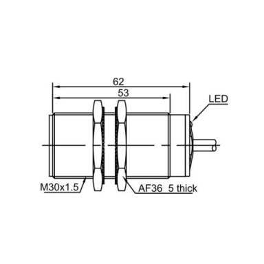 Induktiivne lähedusandur | 22mm | M30 | 10-30VDC | NO | PNP | süvistatav paigaldus | IP67 Induktiivne lähedusandur | 22mm | M30 | 10-30VDC | NO | PNP | süvistatav paigaldus | IP67