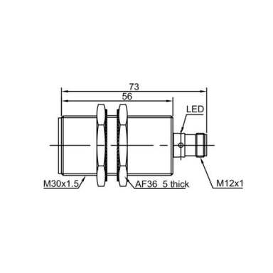 Induktiivne lähedusandur | 22mm | M30 | 10-30VDC | NO | PNP | süvistatav paigaldus | M12 | IP67 Induktiivne lähedusandur | 22mm | M30 | 10-30VDC | NO | PNP | süvistatav paigaldus | M12 | IP67