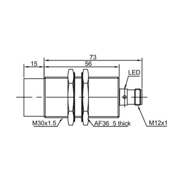 Induktiivne lähedusandur | 40mm | M30 | 10-30VDC | NO | PNP | mitte-süvistatav paigaldus | M12 | IP67 Induktiivne lähedusandur | 40mm | M30 | 10-30VDC | NO | PNP | mitte-süvistatav paigaldus | M12 | IP67