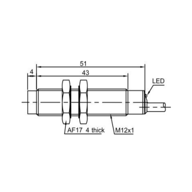 Induktiivne lähedusandur | 4mm | M12 | 10-30VDC | NC | PNP | mitte-süvistatav paigaldus | IP67 Induktiivne lähedusandur | 4mm | M12 | 10-30VDC | NC | PNP | mitte-süvistatav paigaldus | IP67