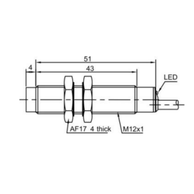 Induktiivne lähedusandur | 4mm | M12 | 10-30VDC | NO | mitte-süvistatav paigaldus | IP67 Induktiivne lähedusandur | 4mm | M12 | 10-30VDC | NO | mitte-süvistatav paigaldus | IP67