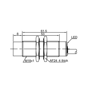 Induktiivne lähedusandur | 8mm | M18 | 20-250VAC | NO | mitte-süvistatav paigaldus | IP67 Induktiivne lähedusandur | 8mm | M18 | 20-250VAC | NO | mitte-süvistatav paigaldus | IP67