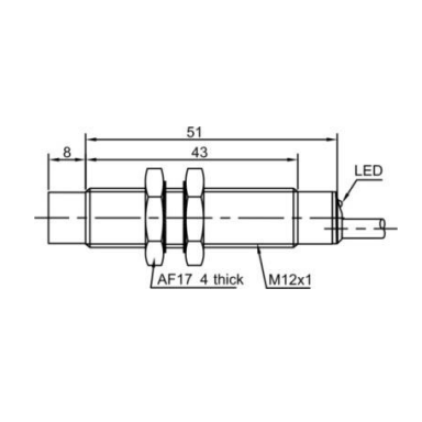 Induktiivne lähedusandur | 8mm | M12 | 10-30VDC | NO | NPN | mitte-süvistatav paigaldus | IP67 Induktiivne lähedusandur | 8mm | M12 | 10-30VDC | NO | NPN | mitte-süvistatav paigaldus | IP67