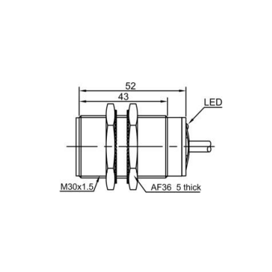 Induktiivne lähedusandur | 10mm | M30 | 10-30VDC | NO | PNP | süvistatav paigaldus | IP67 Induktiivne lähedusandur | 10mm | M30 | 10-30VDC | NO | PNP | süvistatav paigaldus | IP67