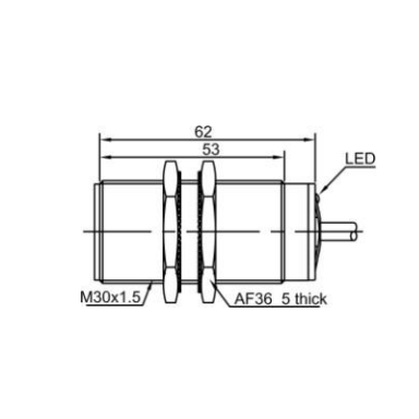 Induktiivne lähedusandur | 10mm | M30 | 20-250VAC/DC | NO | süvistatav paigaldus | IP67 Induktiivne lähedusandur | 10mm | M30 | 20-250VAC/DC | NO | süvistatav paigaldus | IP67