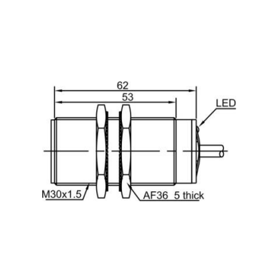 Induktiivne lähedusandur | 15mm | M30 | 20-250VAC | NO | süvistatav paigaldus | IP67 Induktiivne lähedusandur | 15mm | M30 | 20-250VAC | NO | süvistatav paigaldus | IP67