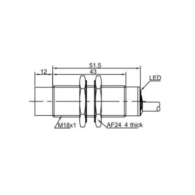 Induktiivne lähedusandur | 12mm | M18 | 10-30VDC | NO | mitte-süvistatav paigaldus | IP67 Induktiivne lähedusandur | 12mm | M18 | 10-30VDC | NO | mitte-süvistatav paigaldus | IP67